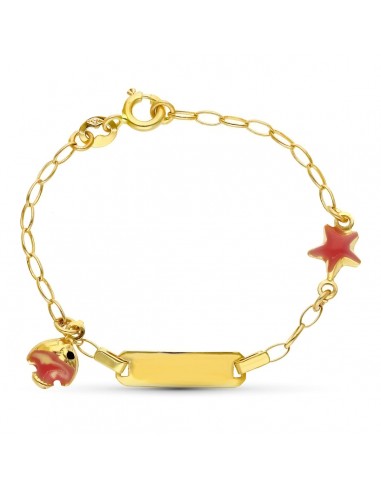 18K ESCLAVA ORO AMARILLO PEZ Y ESTRELLA 13CM