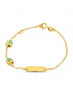 18K ESCLAVA ORO AMARILLO ELEFANTES ESMALTE 15.5 CM