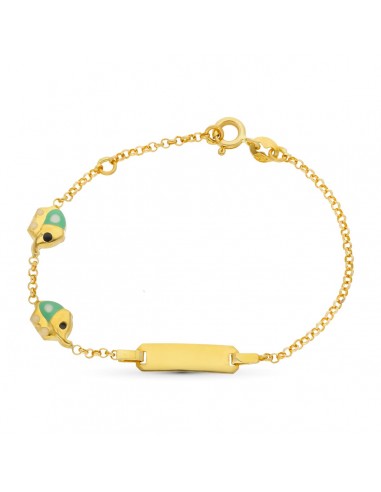 18K ESCLAVA ORO AMARILLO ELEFANTES ESMALTE 15.5 CM