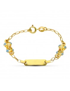 18K ESCLAVA ORO AMARILLO PEQUEÑA 2 OSO S.