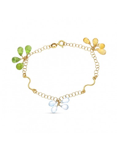 18K PULSERA ORO AMARILLO PIEDRAS COLORES.