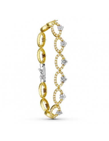 18K PULSERA ORO BICOLOR CIRCONITA FLORES