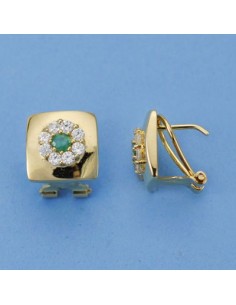 18K PENDIENTES CIRCONITAS. 11 X 11 MM.