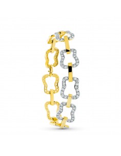18K PULSERA ORO BICOLOR ESLABONES CON CIRCONITAS