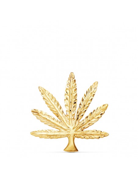 18K COLGANTE ORO AMARILLO MARIHUANA TALLADA 30 X 28 MM