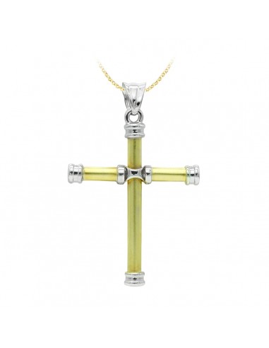 18K CRUZ ORO BICOLOR HUECA 40X30 MM