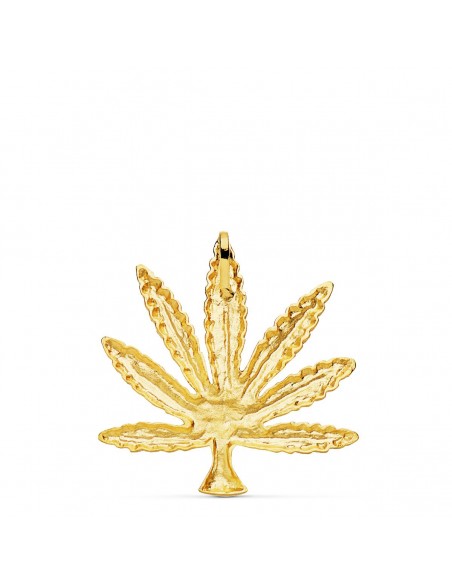18K COLGANTE ORO AMARILLO MARIHUANA TALLADA 30 X 28 MM