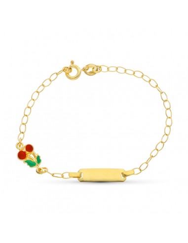 18K ESCLAVA ORO AMARILLO CEREZAS ESMALTE 16.5 CM