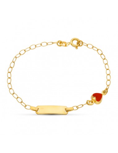18K ESCLAVA ORO AMARILLO CORAZON 16.5 CM