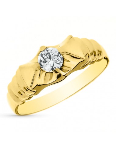 18K SOLITARIO ORO AMARILLO MACIZO CIRCONITA 4 MM. ANCHO 7 5MM