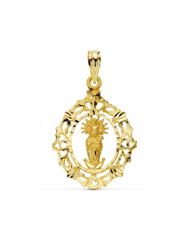 18K MEDALLA ORO AMARILLO VIRGEN DE LA ALMUDENA ORLA 27X20 MM