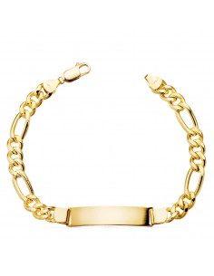 18K ESCLAVA ORO AMARILLO ESLABON FIGARO CARTIER 3X1 HUECA ANCHO 7 MM 21.5 CM
