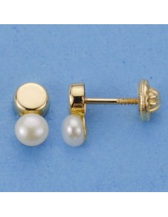 18K PENDIENTES ORO AMARILLO PERLA. 8 X 4 MM.