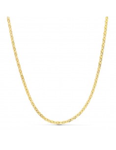 18K CADENA ORO AMARILLO FORZADA HUECA ESLABON TALLADO LARGO 45CM ANCHO 2 MM