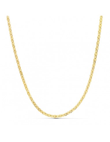 18K CADENA ORO AMARILLO FORZADA HUECA ESLABON TALLADO LARGO 45CM ANCHO 2 MM