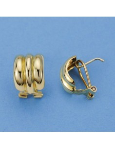 18K PENDIENTES BANDAS LISOS. 13 X 9 MM.