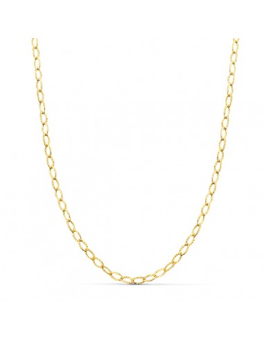 18K CADENA ORO AMARILLO FORZADA TALLADA HUECA LARGO 45CM ANCHO 2.5 MM