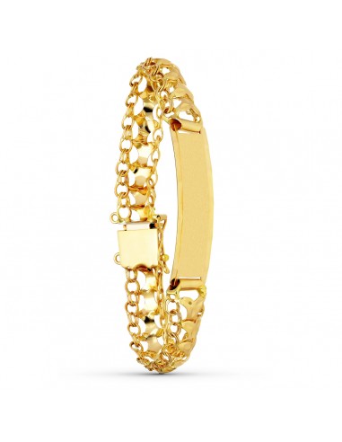 18K PULSERA ORO AMARILLO PRINCESA PLACA CHAPA