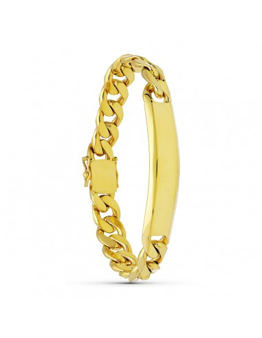 18K PULSERA ESCLAVA ORO AMARILLO BARBADA MACIZA ANCHO: 10MM. LARGO: 20 5 CM  PLACA CHAPA: 58X11MM
