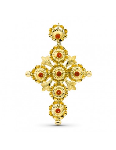 18K CRUZ ORO AMARILLO MANTILLA ARQUILLOS. 71X47 MM