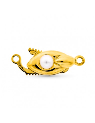 18K FORNITURA CIERRE BROCHE COLLAR ORO AMARILLO PARA 1 VUELTA CON PERLA