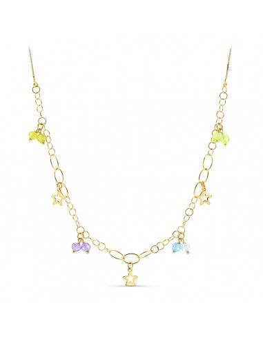 18K GARGANTILLA ORO AMARILLO PIEDRAS COLOR