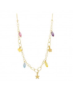 18K GARGANTILLA ORO AMARILLO PIEDRAS COLOR