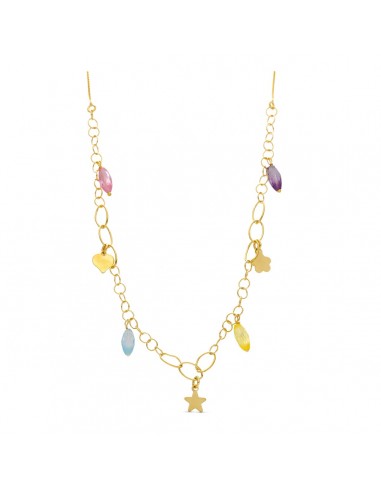 18K GARGANTILLA ORO AMARILLO PIEDRAS COLOR