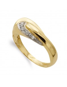 18K SORTIJA ORO BICOLOR MACIZA CON CIRCONITAS. ANCHO 7 MM