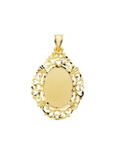 18K PLACA CHAPA ORO AMARILLO CERCO CALADO 36X26 MM