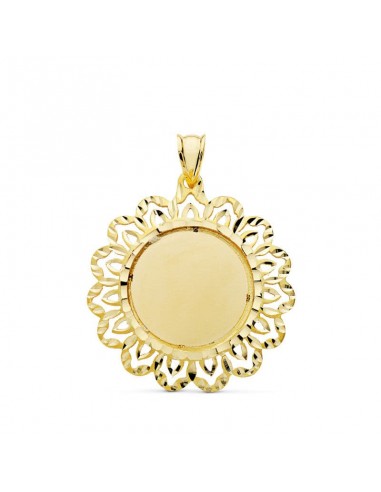 18K PLACA CHAPA ORO AMARILLO CERCO CALADO 30 MM