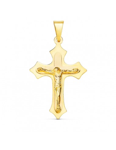 18K CRUZ ORO AMARILLO CON CRISTO EN BRILLO 32X22 MM