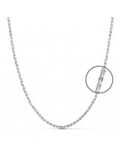 18K CADENA MACIZA DIAMANTADA ORO BLANCO 40CM 2 MM