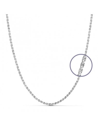 18K CADENA MACIZA DIAMANTADA ORO BLANCO 40CM 2 MM
