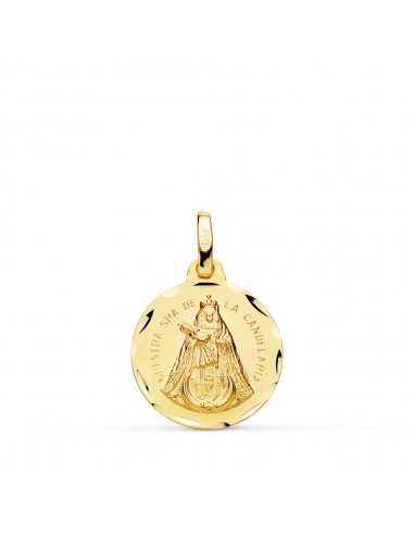 18K MEDALLA ORO AMARILLO NUESTRA SEÑORA DE LA CANDELARIA TALLADA 16 MM