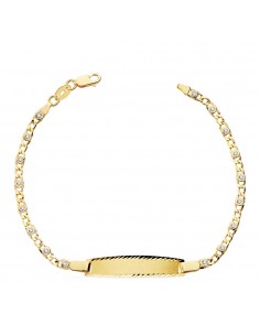 18K PULSERA ESCLAVA ORO AMARILLO CIRCONITA 16.5CM 2.5 MM
