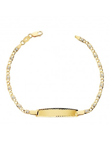 18K PULSERA ESCLAVA ORO AMARILLO CIRCONITA 16.5CM 2.5 MM