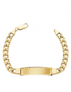 18K PULSERA ESCLAVA ORO AMARILLO BARBADA HUECA ANCHO: 7MM. LARGO: 21 5 CM  PLACA CHAPA: 42X10MM