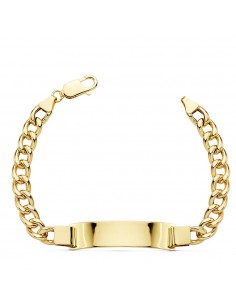 18K PULSERA ESCLAVA ORO AMARILLO BARBADA HUECA ANCHO: 7MM. LARGO: 21 5 CM  PLACA CHAPA: 42X10MM