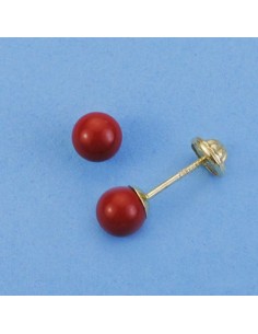 18K PENDIENTES CORAL. 5 MM.