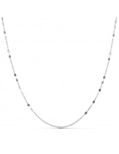 18K CADENA MACIZA ORO BLANCO ESLABONES PLANOS TALLADOS 1.5 MM 40CM
