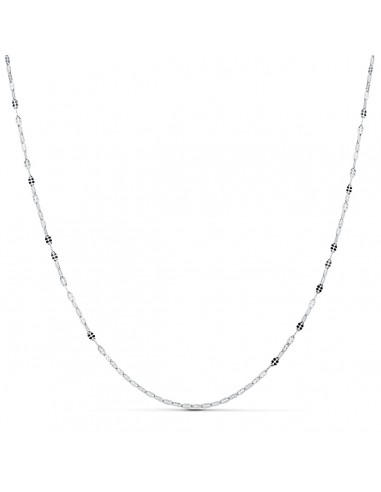 18K CADENA MACIZA ORO BLANCO ESLABONES PLANOS TALLADOS 1.5 MM 40CM