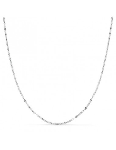 18K CADENA MACIZA ORO BLANCO DIAMANTADA 40CM 1.5 MM