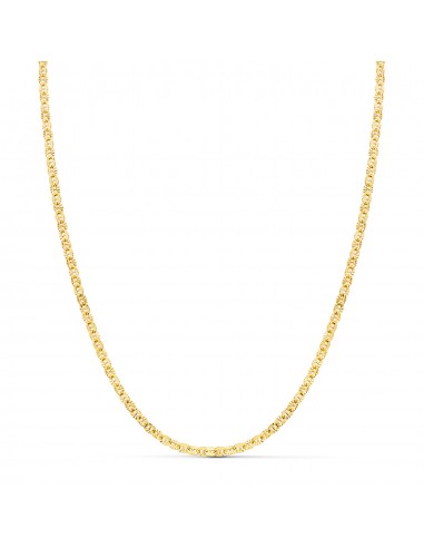 18K CADENA ORO AMARILLO FORZADA HUECA ESLABON TALLADO LARGO 40CM ANCHO 2 MM