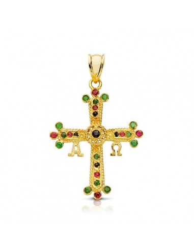 18K CRUZ ORO AMARILLO DE COVADONGA O VICTORIA  PEQUEÑA 28X24 MM