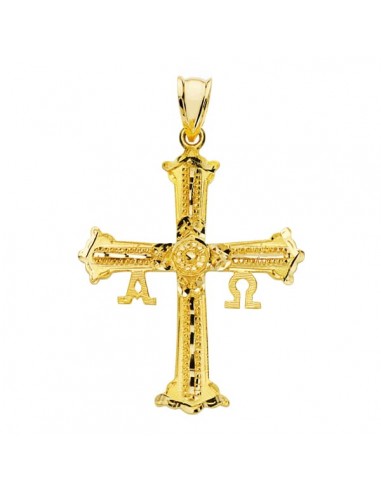 18K CRUZ ORO AMARILLO DE COVADONGA O VICTORIA GRANDE 39X30 MM