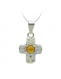 18K CRUZ ORO BLANCO CON CIRCONITA 14X10 MM