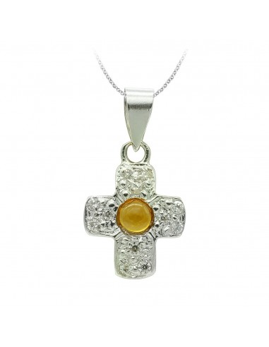 18K CRUZ ORO BLANCO CON CIRCONITA 14X10 MM
