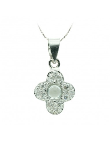 18K CRUZ ORO BLANCO CON CIRCONITA 14X10 MM