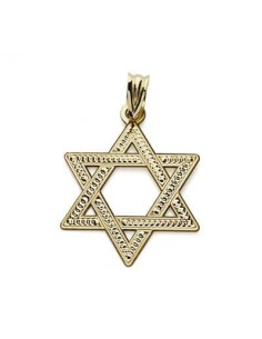 18K COLGANTE ORO AMARILLO ESTRELLA DE DAVID 22 MM TALLADA